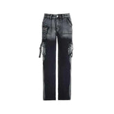 Y2K High Waist Cargo Baggy Straight Jeans