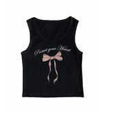 Y2k Protect Your Heart Bow Tank Top