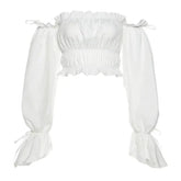 Y2K Shoulder Off Long Sleeve Crop Top