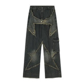 Y2K Star Bleached High Waist Wide Leg Jeans