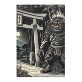 Yokai Area Rug with Japanese Folklore Torii Gate Design