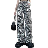 Zebra Pattern Loose Wide-leg Straight-leg Pants