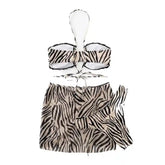 Zebra Stripe Lace Up Skirted Bikini