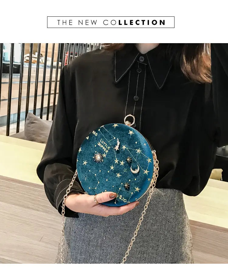 Galaxy Moon Suede Zipper Bag