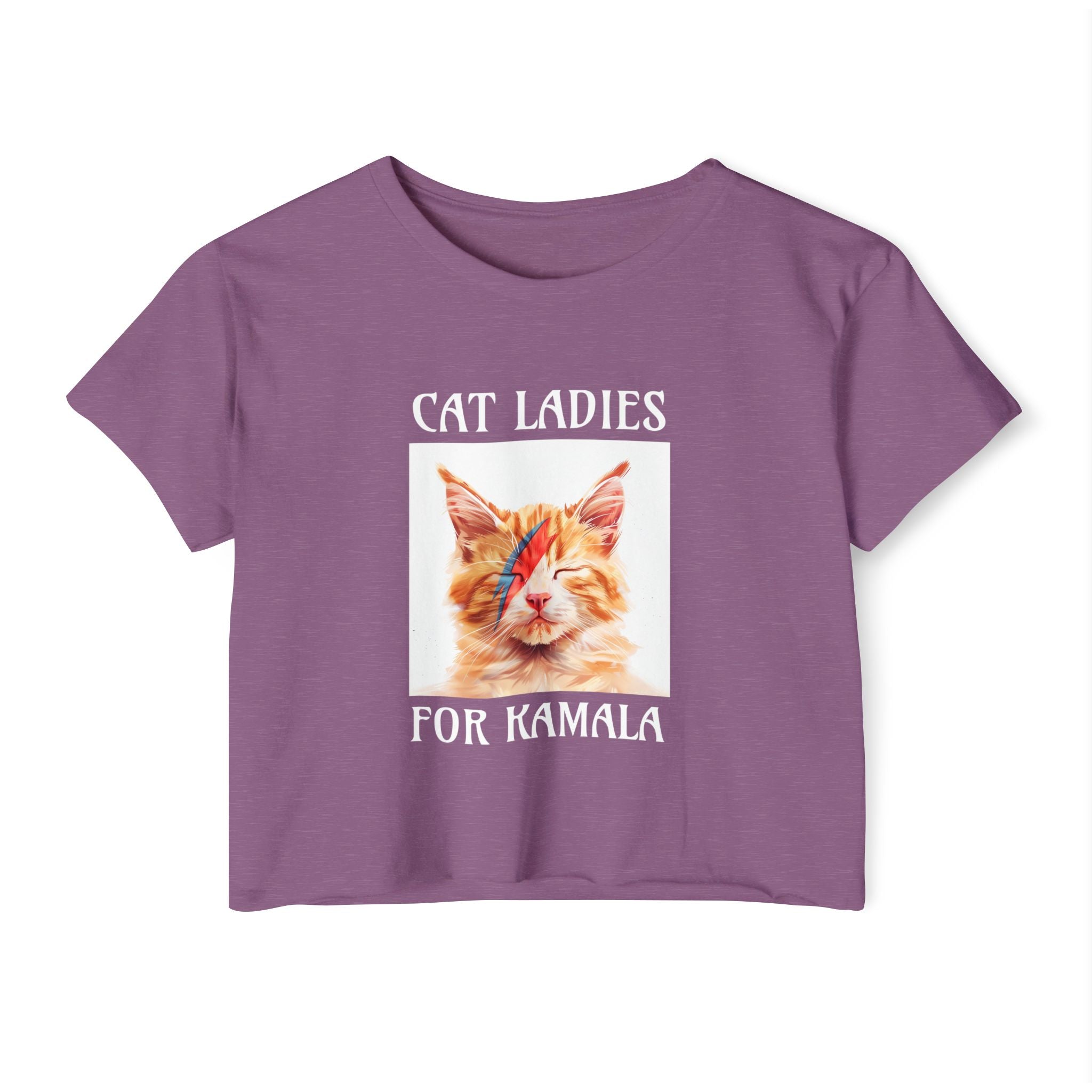 Cat Ladies For Kamala Round Neck Cropped T Shirt