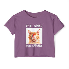 Cat Ladies For Kamala Round Neck Cropped T Shirt