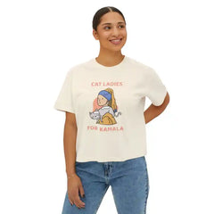 Cat Ladies For Kamala Cropped Short Sleeve T Shirt