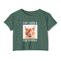 Cat Ladies For Kamala Round Neck Cropped T Shirt