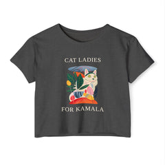 Cat  Ladies For Kamala O Neck Crop TShirt