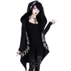 Gothic Moon Phases Coat Hooded