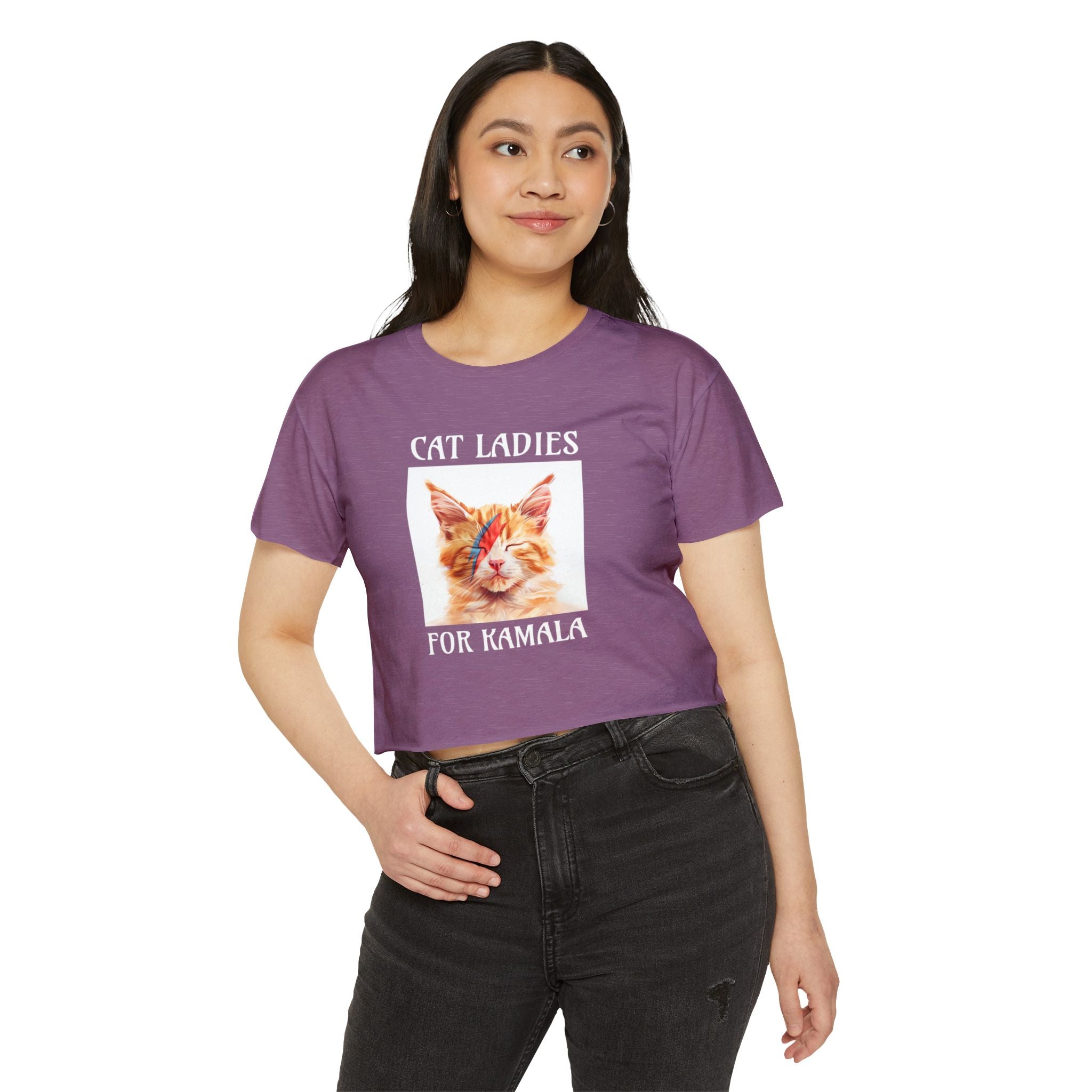 Cat Ladies For Kamala Round Neck Cropped T Shirt