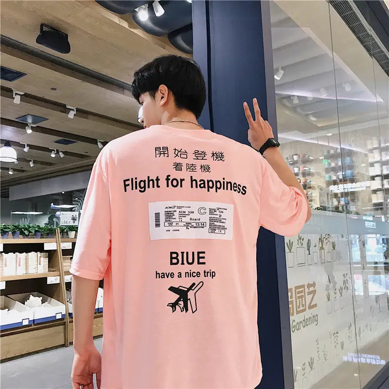 Flight for Happiness Round neck hip-hop t-shirt - UrbanWearOutsiders T-shirts