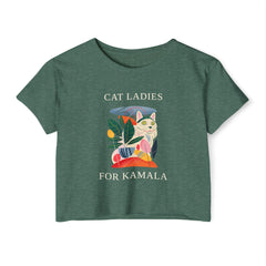 Cat  Ladies For Kamala O Neck Crop TShirt