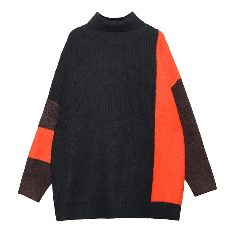 Contrast Color Knitted Sweater