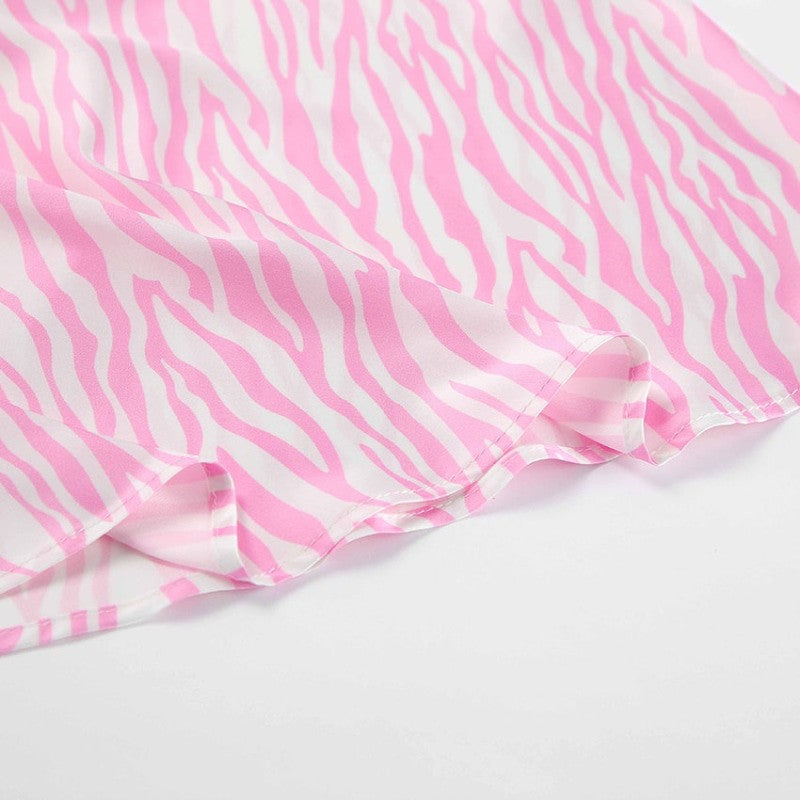 Zebra Pattern High Waist A-Line Flowing Long Skirt