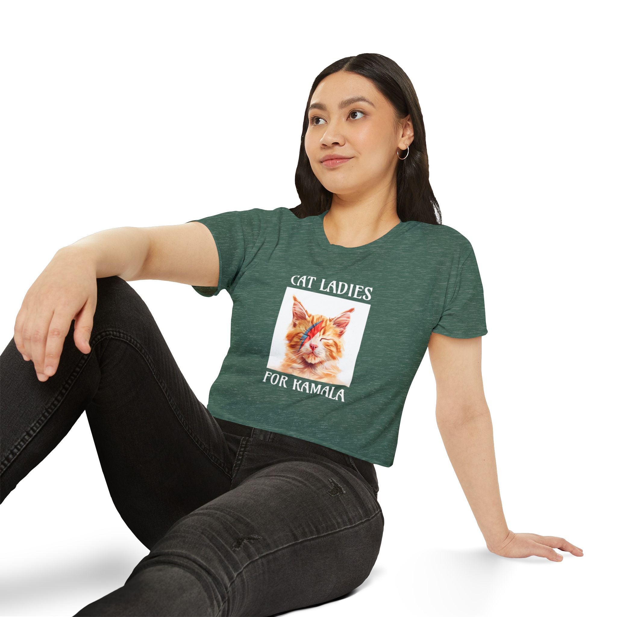 Cat Ladies For Kamala Round Neck Cropped T Shirt