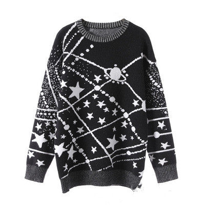 Constellation Galaxy Loose Knit Sweater