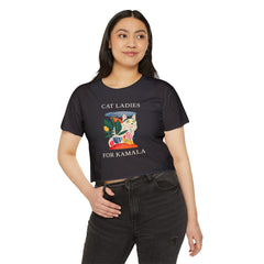 Cat  Ladies For Kamala O Neck Crop TShirt