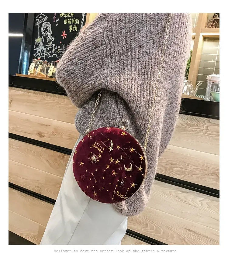 Galaxy Moon Suede Zipper Bag