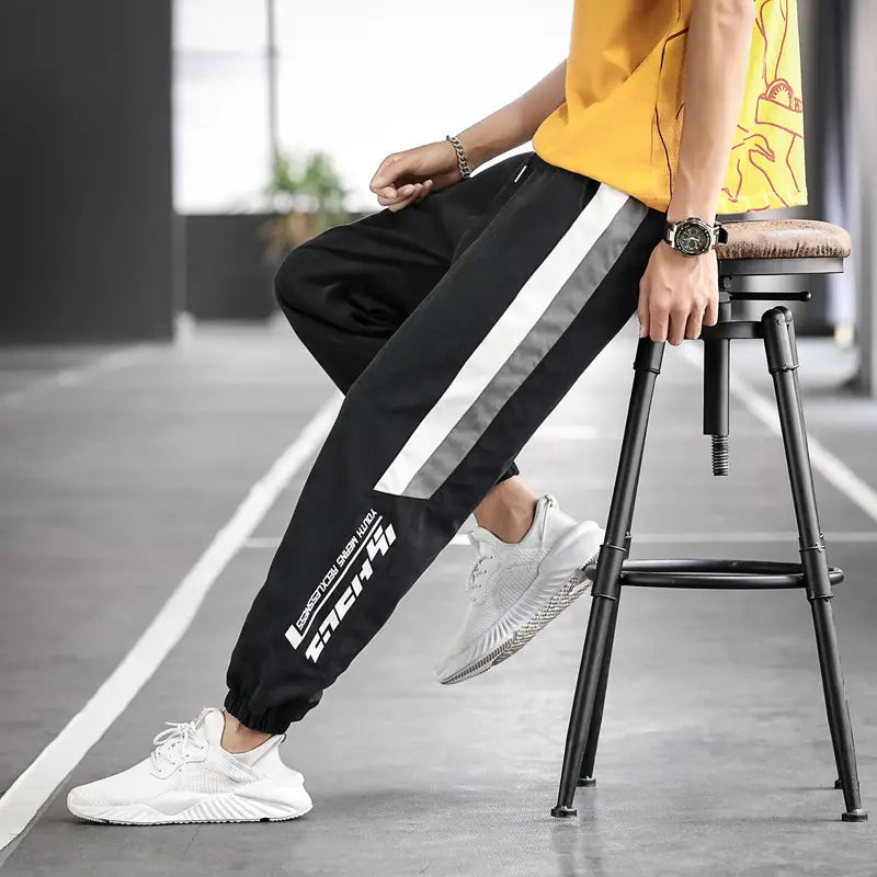 Solid Color 2 Stripes Loose Sweatpants