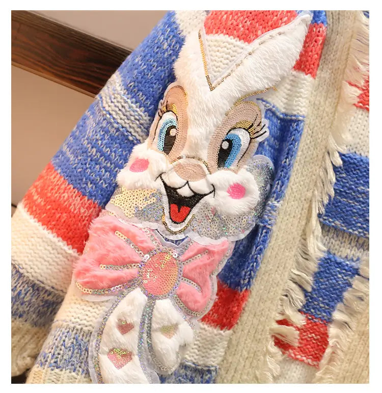 Kawaii Rabbit Knitted Cardigan Sweater