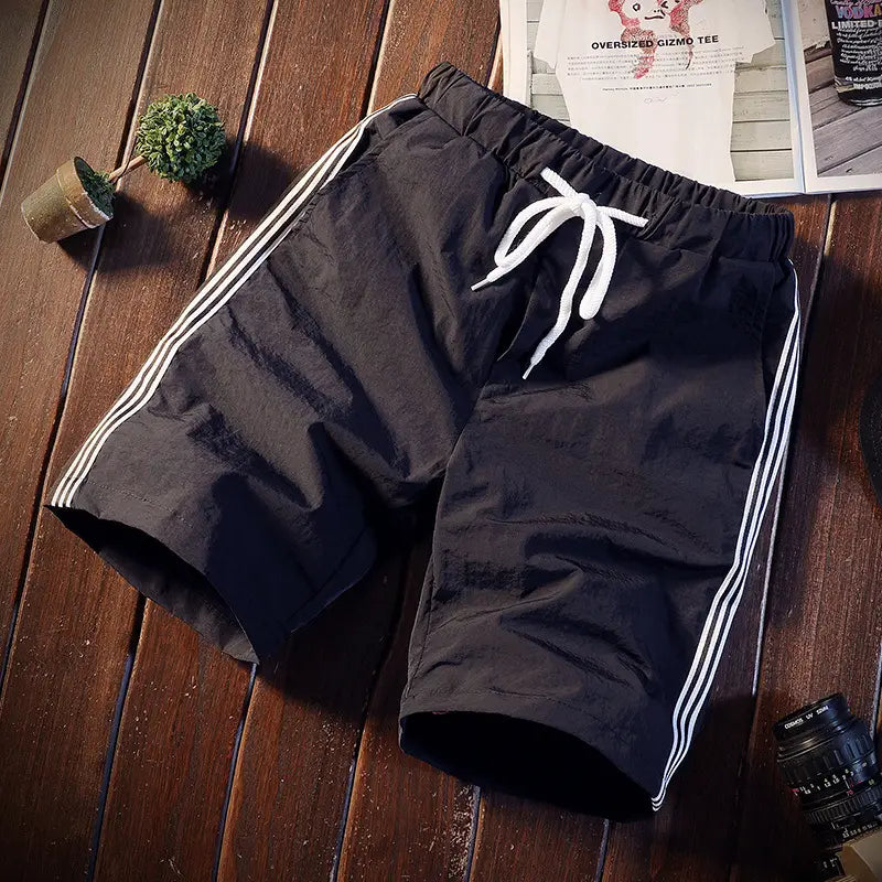 Solid Black Waterproof Beach Shorts