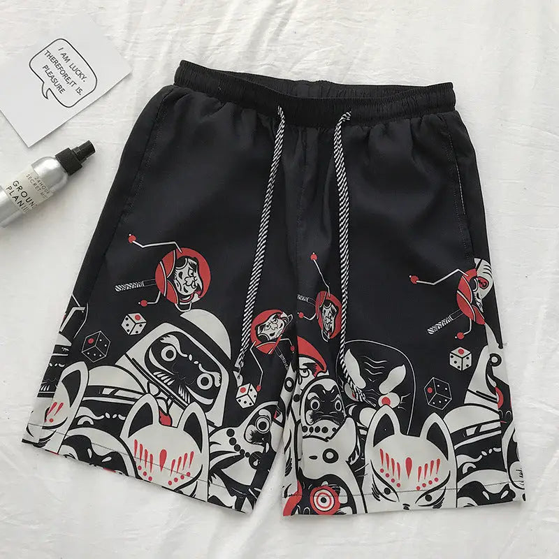 Daruma, Japanese Amulet Beach Shorts