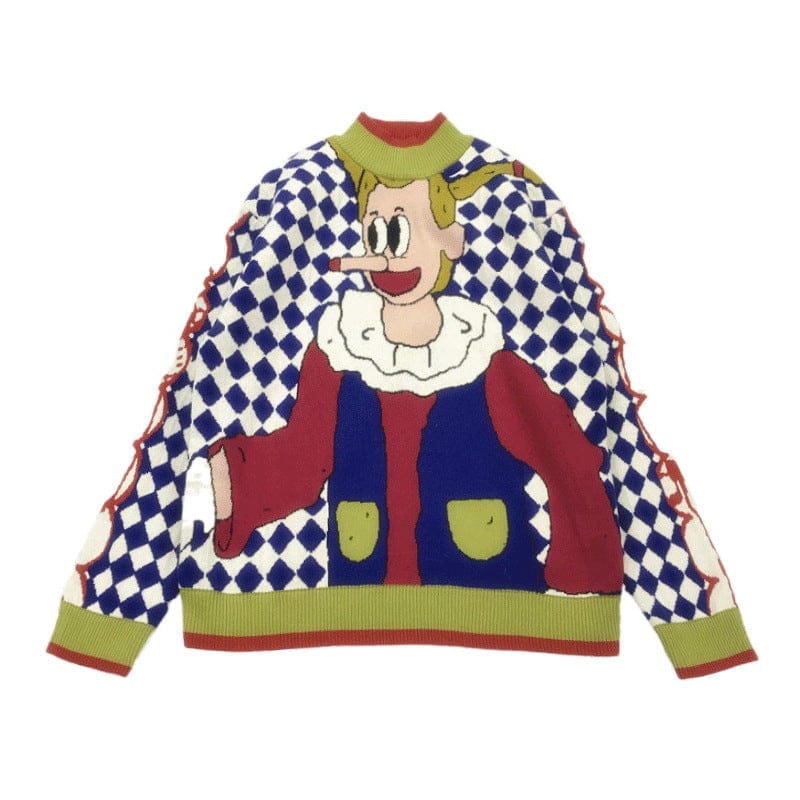 Cartoon-Clown-Strickpullover