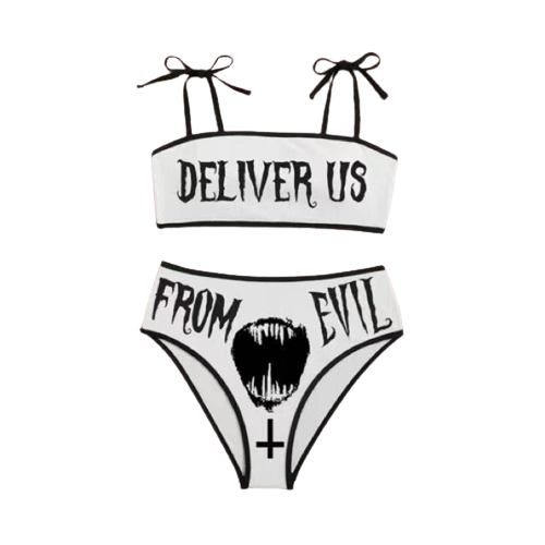 Deliver Us From Evil High Waist Bikini - S / White