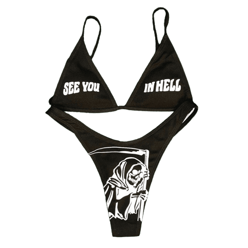 Wir sehen uns im Hell-Bikini-Set