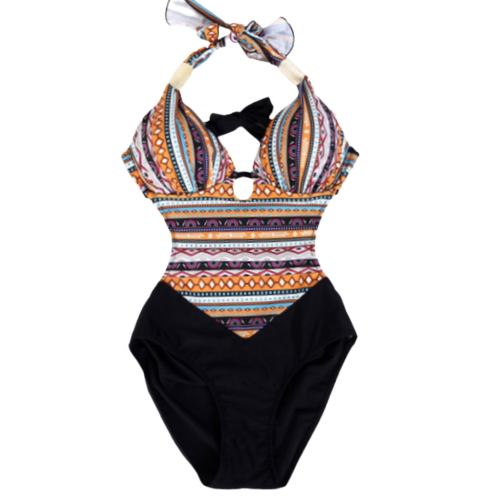 Abstract Patterns Push Up Plus Size Swimsuit - Swimsuits