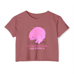 Cat Childless Ladies For Kamala Round Neck Cropped T Shirt