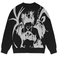 Thumbnail for Gothic Printed Loose Knitted Sweater - Black / M