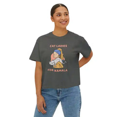 Cat Ladies For Kamala Cropped Short Sleeve T Shirt