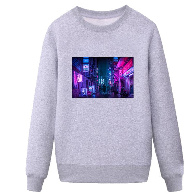 Cyberpunk Street Sweatshirt, Neon City, japanischer Stil – UrbanWearOutsiders Cyberpunk 2077