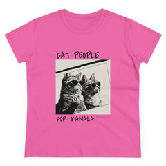 Cat People For Kamala Round Neck Short Sleeve TShirt