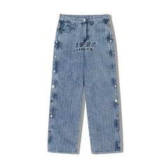 1987 Loose Jeans Comfortable Straight Leg Style Light Blue