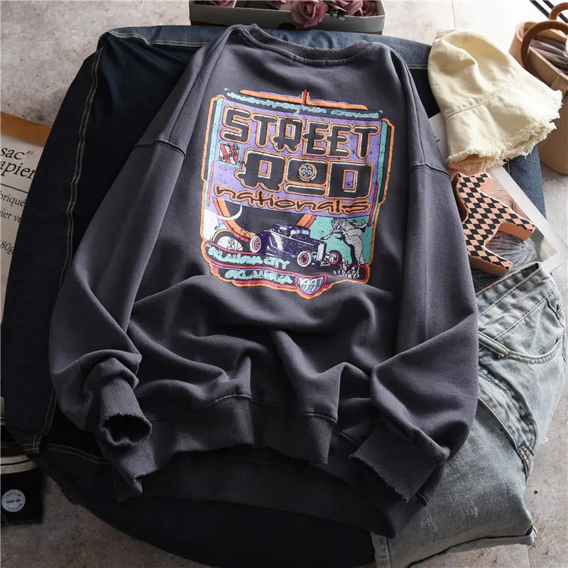 1997 Street Rod Nationals Vintage Sweatshirt Grey / velvet