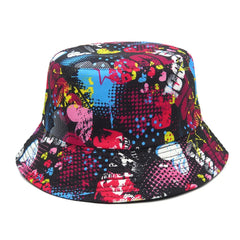 Reversible Bucket Hats With Geometric Graffiti Print