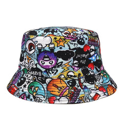 Reversible Bucket Hats With Geometric Graffiti Print