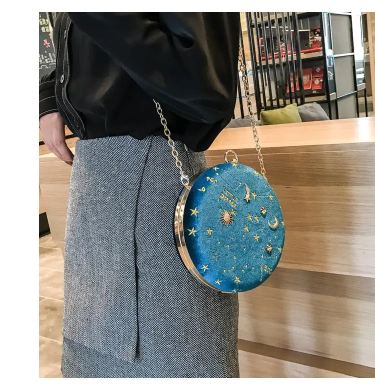 Galaxy Moon Suede Zipper Bag