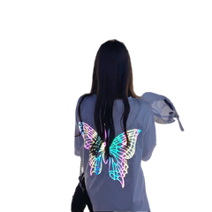 Reflective Giant Butterfly Oversize T-Shirt - White / M
