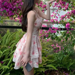 2 Piece Set Floral Mini Dress with Short Sleeve Top