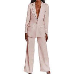 2 Piece Suits with Deep V Neck Jacket - Ivory