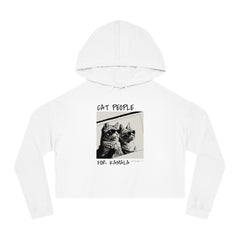 Cat People For Kamala Long Sleeve Cropped Hooded Sweatshirt