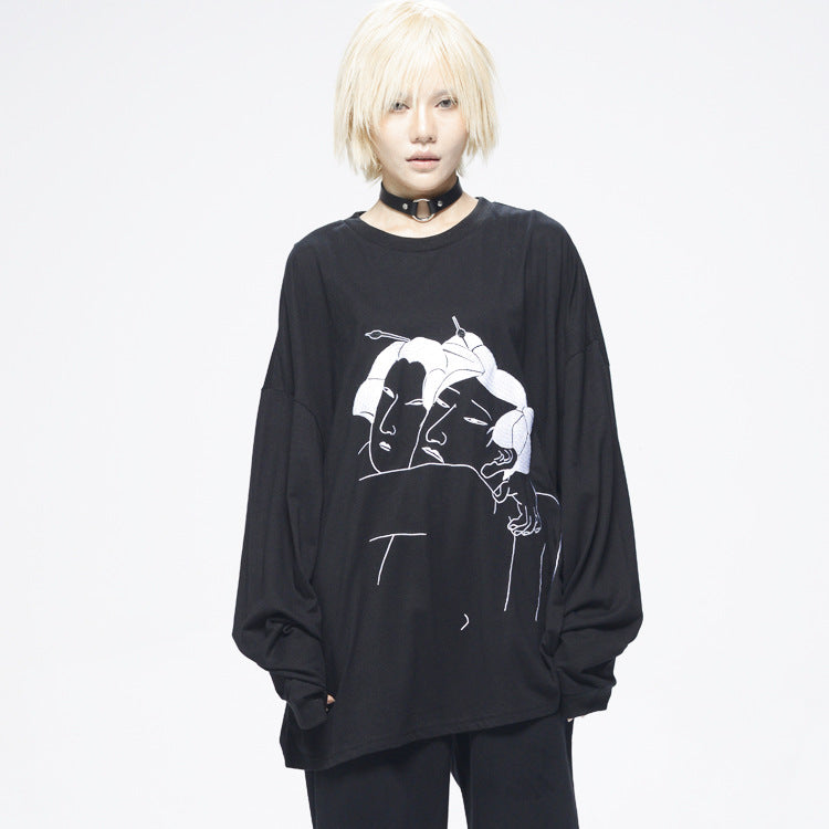 Oversize Loose Sweatshirt Japanese traditional art couple - UrbanWearOutsiders Oversize Women Shirt