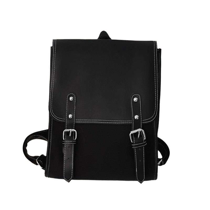 Retro Inner slot pocket School Backpack - Black / One Size