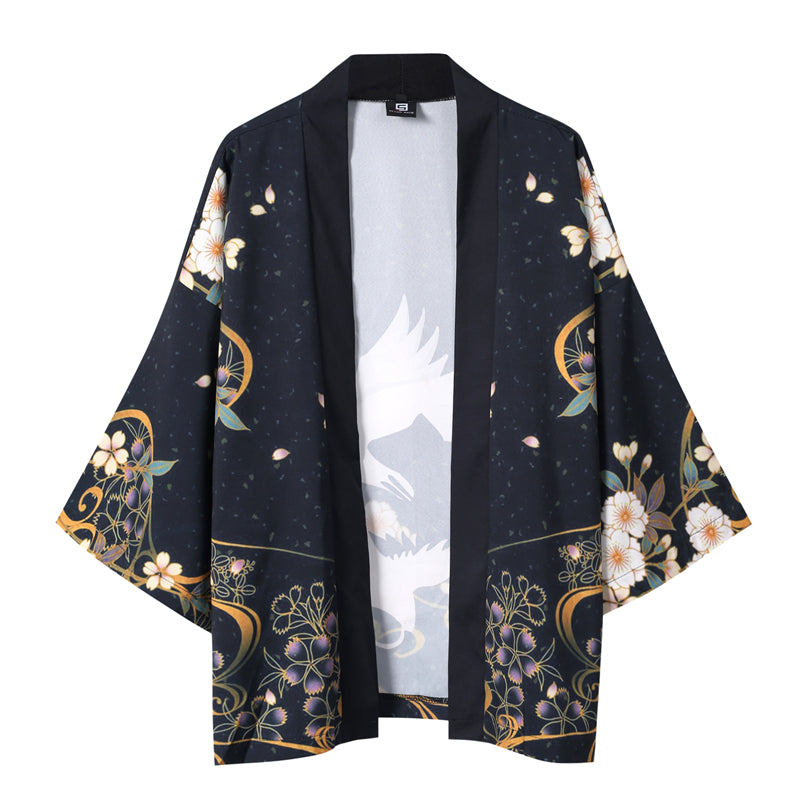Flying Cranes 3/4 Sleeve Kimono