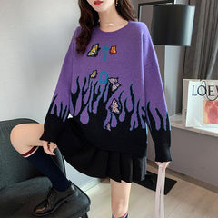 Butterflies Embroidered Flame Sweater