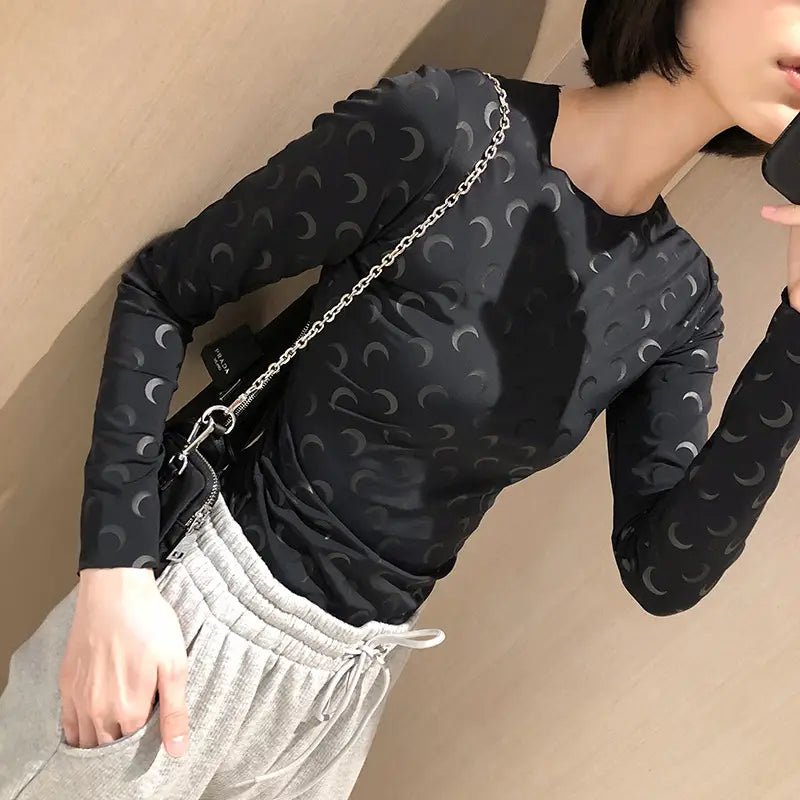 Moon full Printed Long Sleeve Top